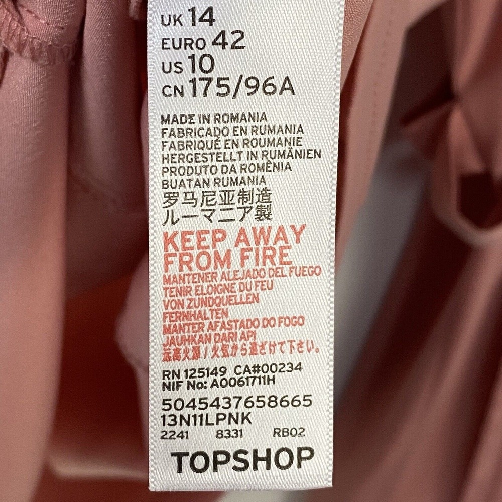 TOPSHOP Women's Top Size 10 Pink Long Sleeve V-Neck Blouse - Picture 7 of 11